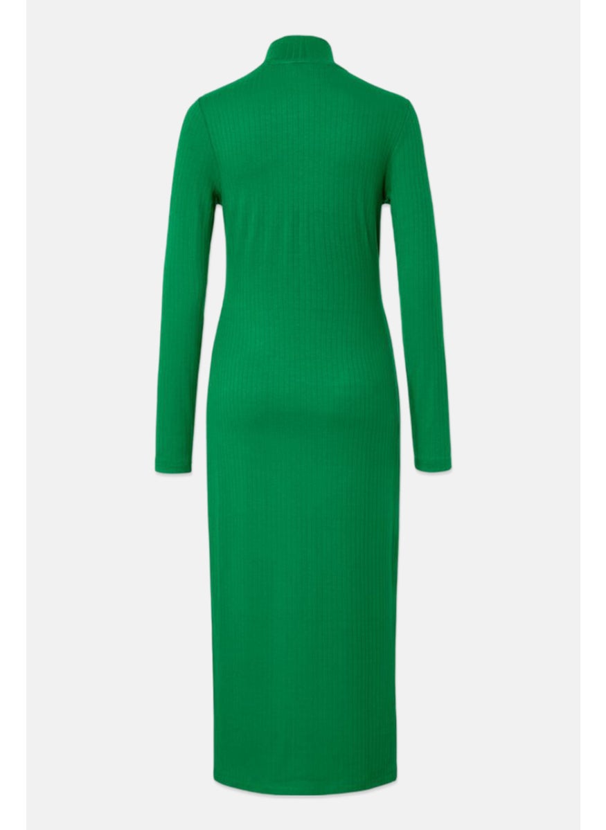Women Textured Midi Dress, Green