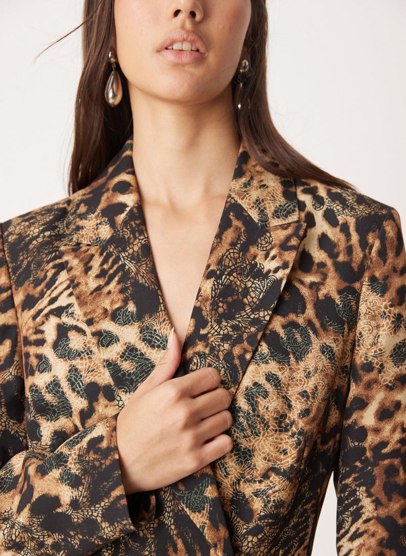 Animal Print Tailored Blazer Dress