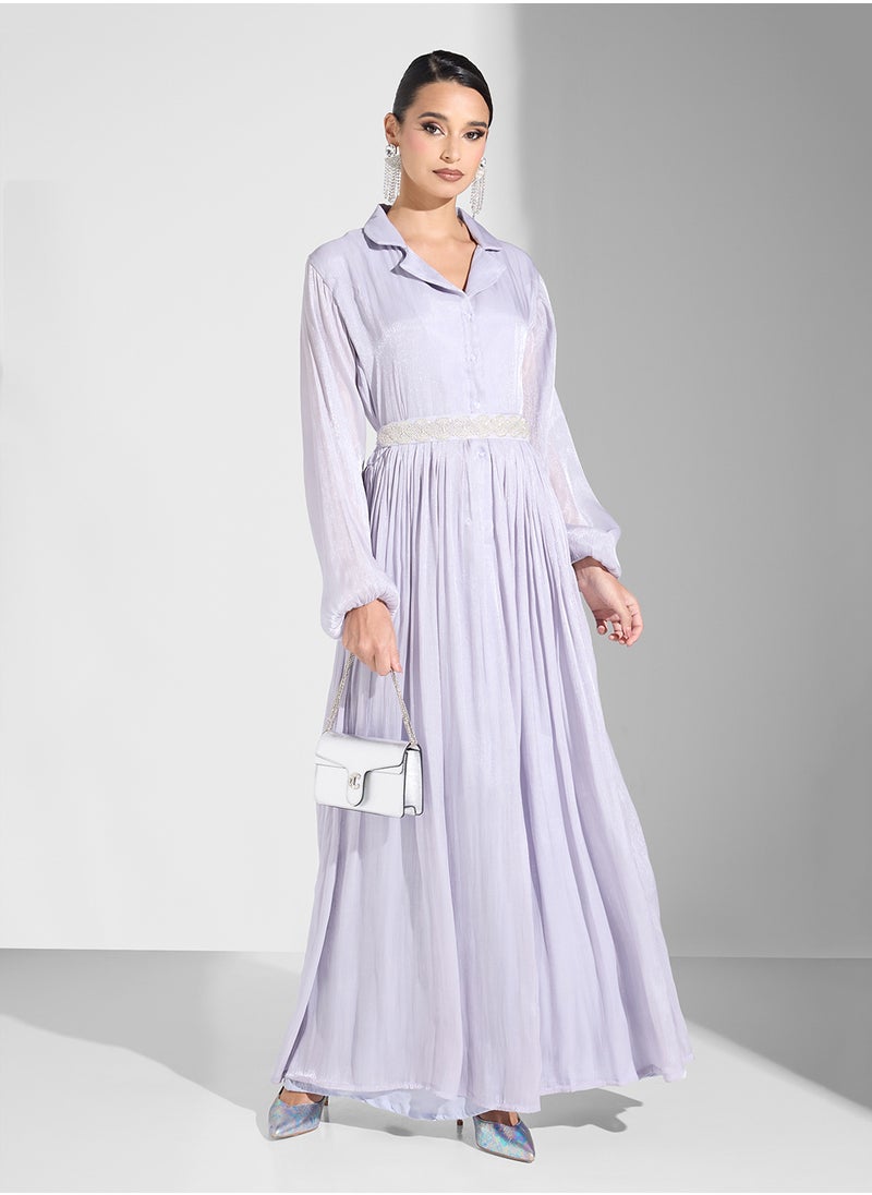 Belted Button Detailed Dress