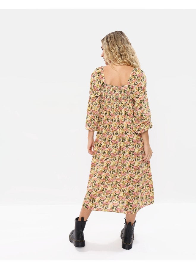 Puff Sleeve Ruched Dress