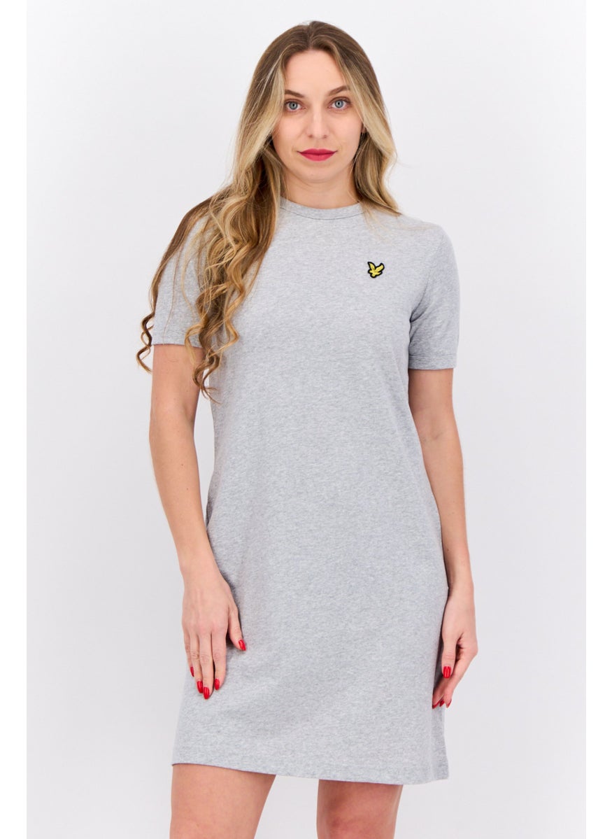 Women Embroidered Logo Mini Dress, Grey
