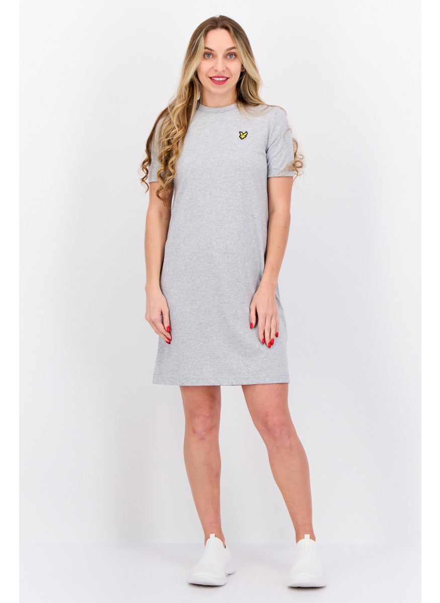 Women Embroidered Logo Mini Dress, Grey