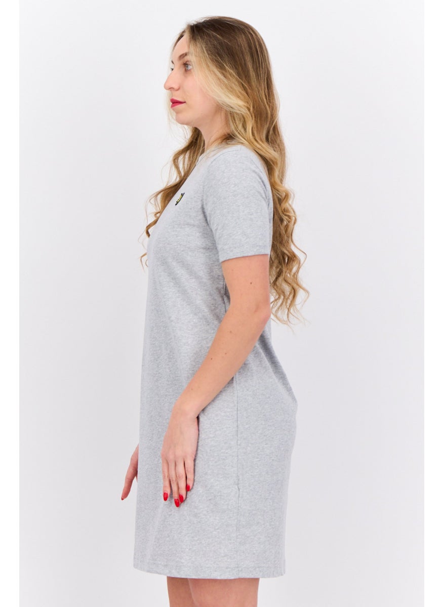 Women Embroidered Logo Mini Dress, Grey