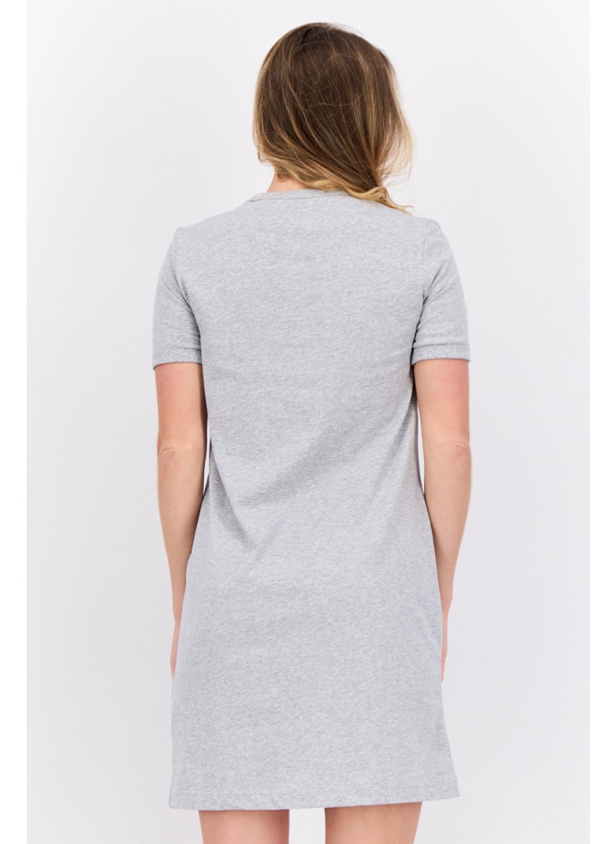 Women Embroidered Logo Mini Dress, Grey