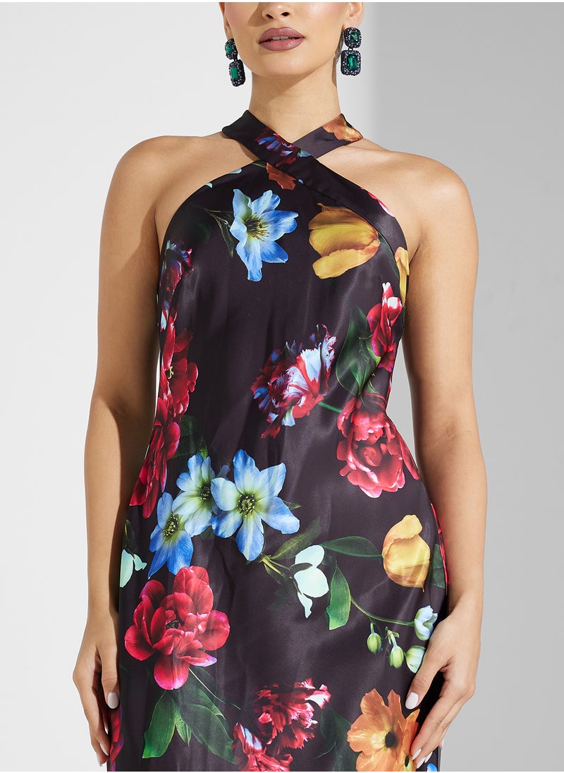 Floral Halter Maxi Dress