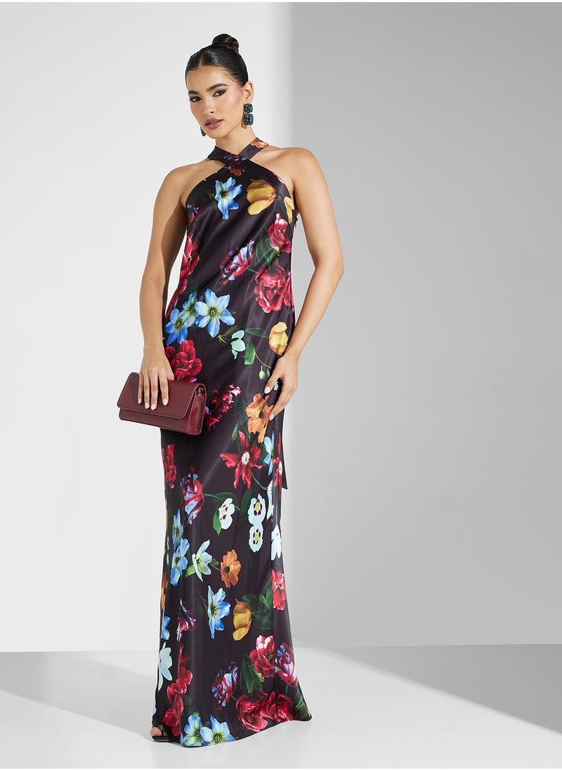 Floral Halter Maxi Dress