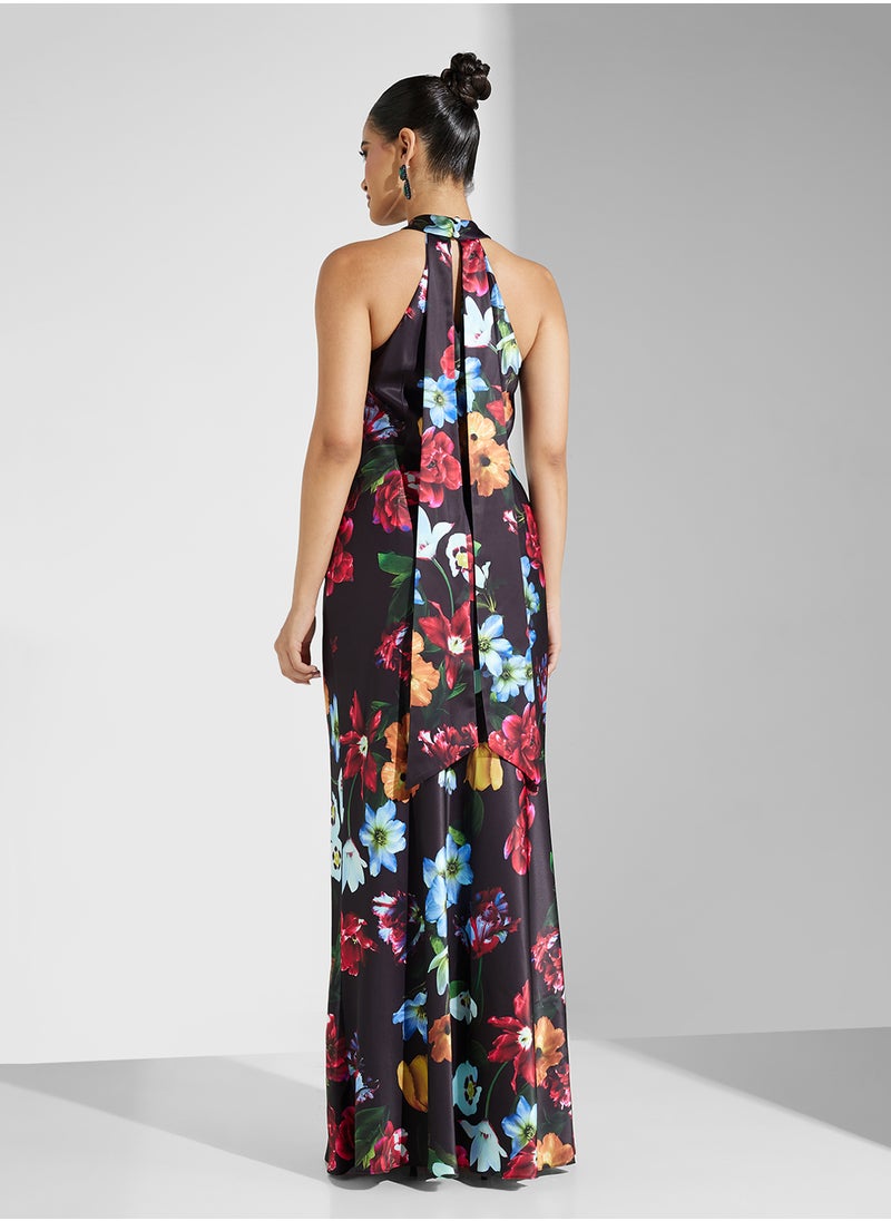 Floral Halter Maxi Dress