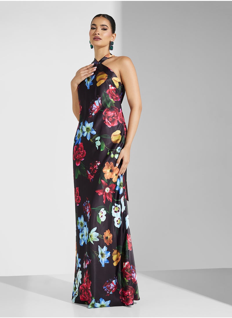 Floral Halter Maxi Dress