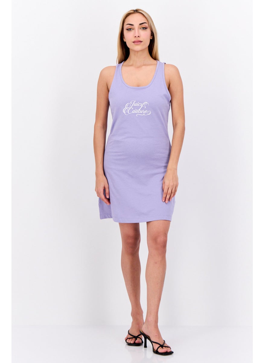 Women Graphic Print Mini Dress, Lilac