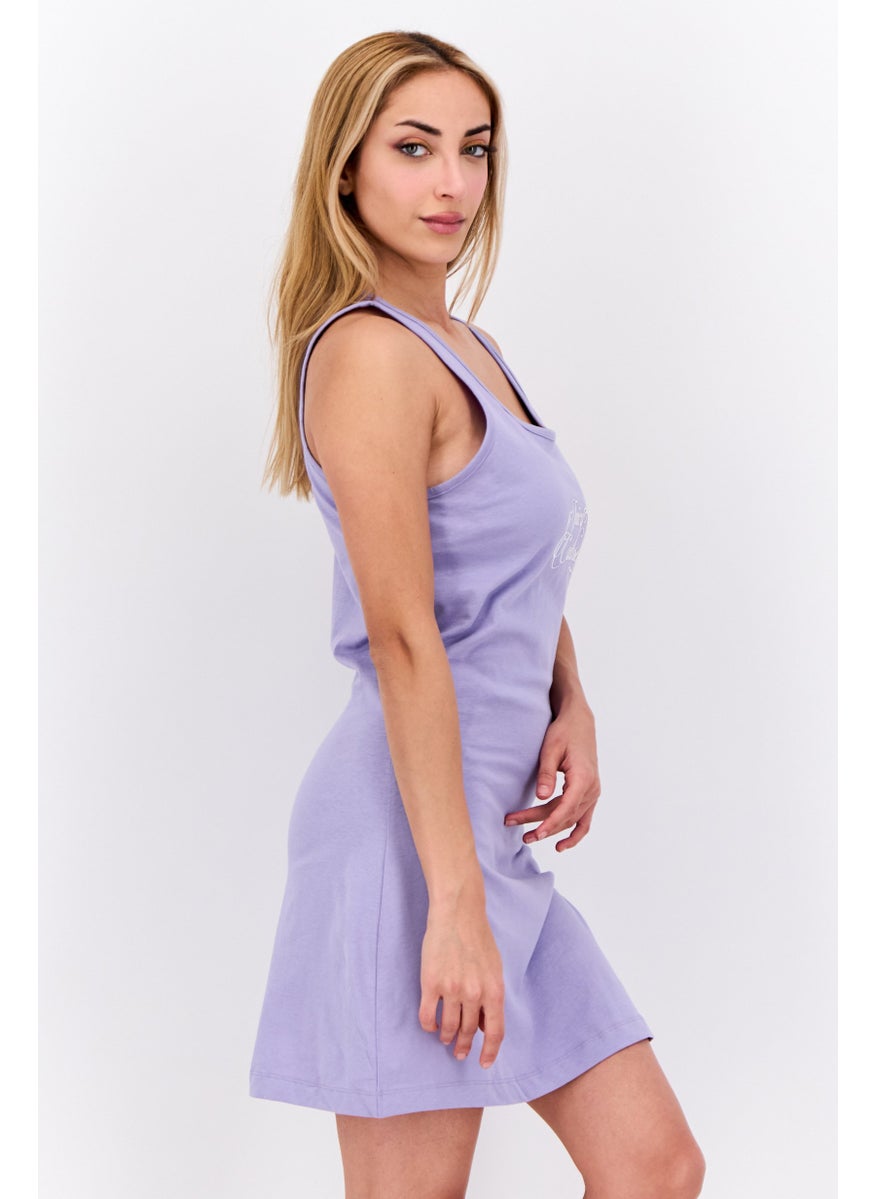Women Graphic Print Mini Dress, Lilac