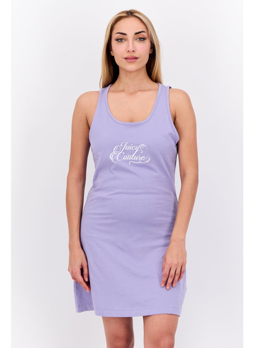 Women Graphic Print Mini Dress, Lilac