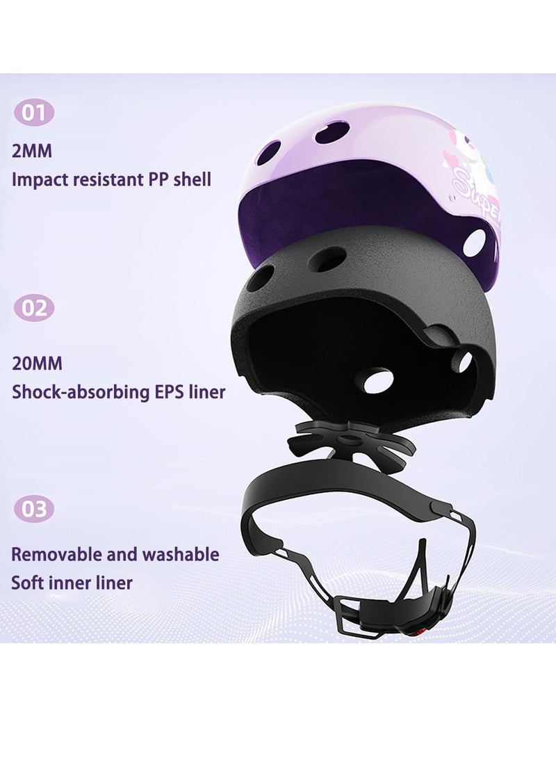 Kids Protective Gear Set Toddler Helmet for Ages 2 to 8 Boys Girls with Sports Protective Gear Set Knee Elbow Wrist Pads for Skateboard Cycling Scooter Rollerblading