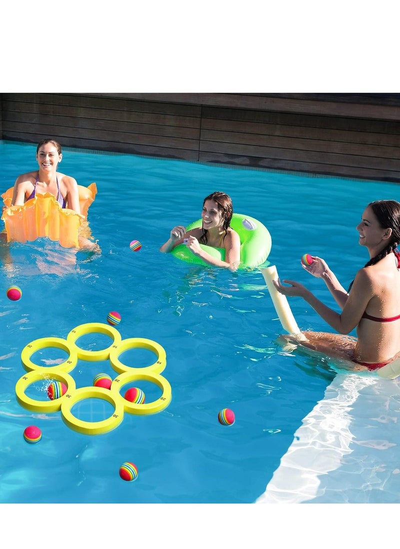 Pool Toys Games Set, Water Sports for Floating Throwing with 10 Golf EVA Balls, Fun Gifts, Boys, Girls Teens Adults and Family