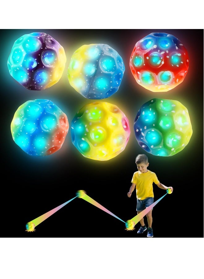 6 PCS Space Ball 7cm Extreme Moon Ball PU Bounce Ball Sensory Ball High Bouncing and Sounds Meteor Ball Helps Improve Hand Eye Coordination Great Sensory Ball for Kids Teens Pocket Money Toys