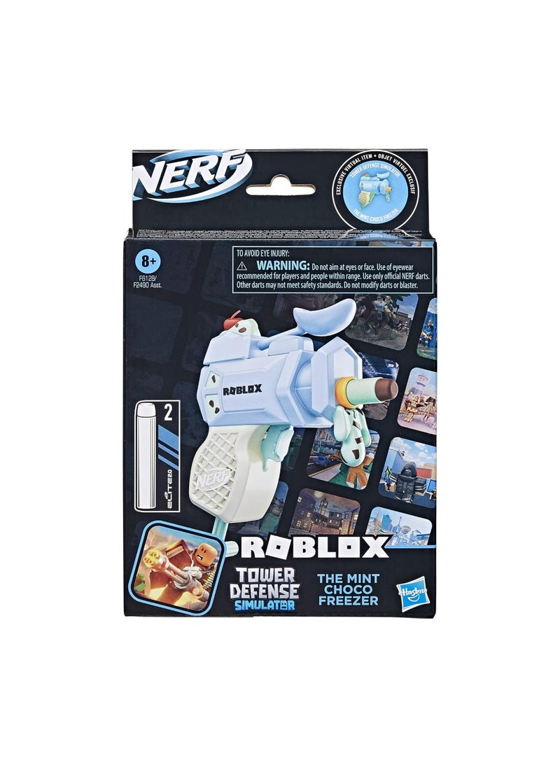 NERF MicroShots Roblox Tower Defense Simulator The Mint Choco Freezer Blaster, 2 Elite Darts & Code to Redeem