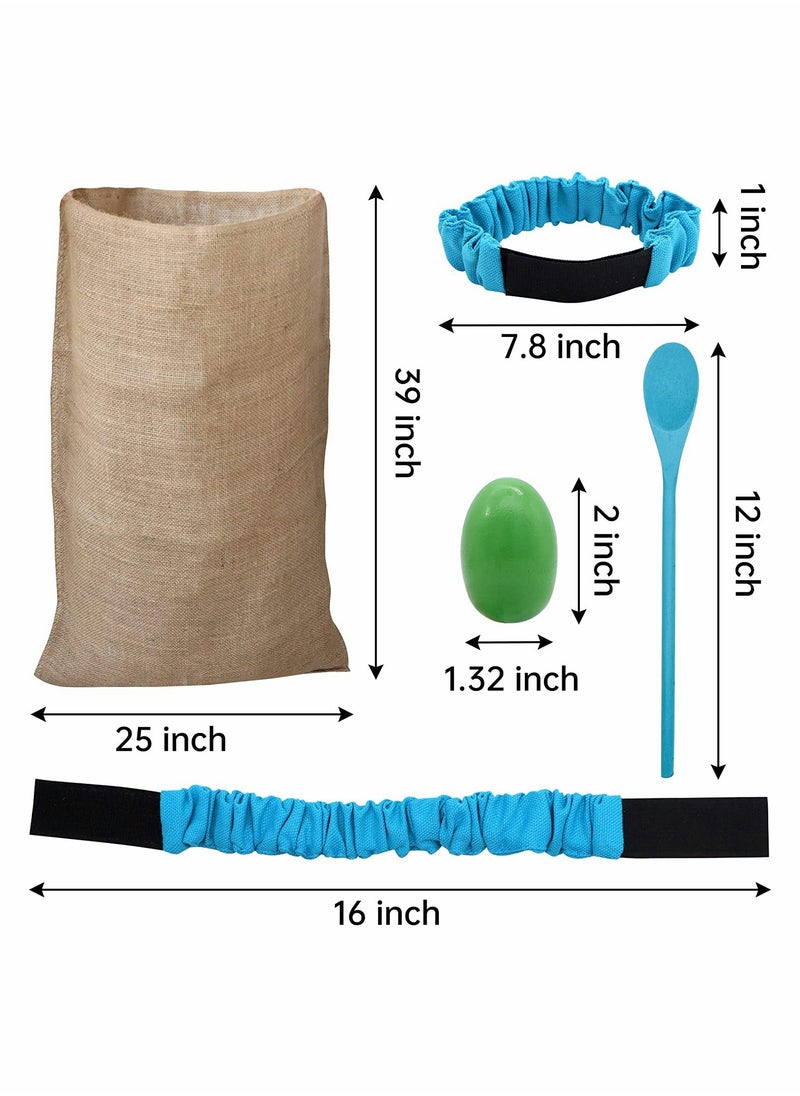 Potato Sack Race Bags Egg and Spoon Race Legged Relay Race Bands Elastic Tie Rope for Kids and Family Activity Outdoor Game Lawn Games 6 Player Games