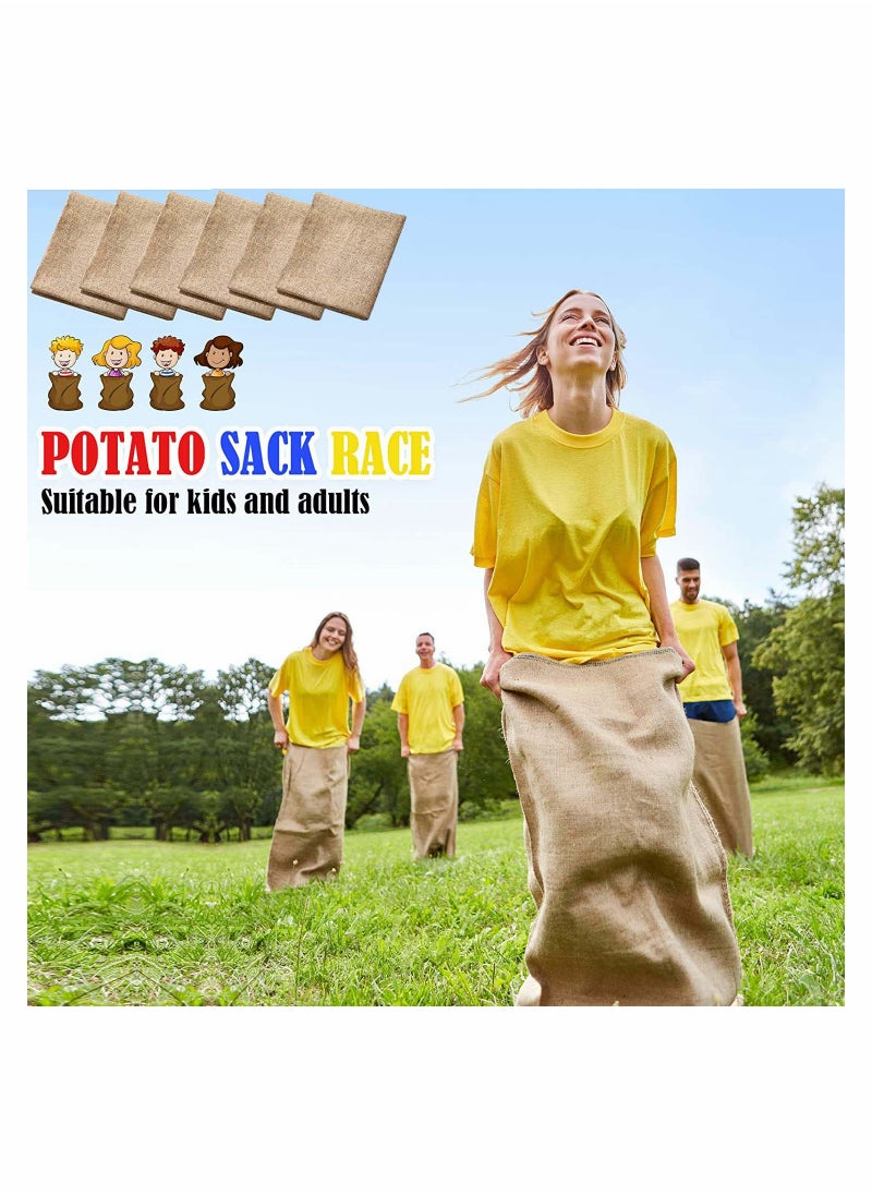 Potato Sack Race Bags Egg and Spoon Race Legged Relay Race Bands Elastic Tie Rope for Kids and Family Activity Outdoor Game Lawn Games 6 Player Games