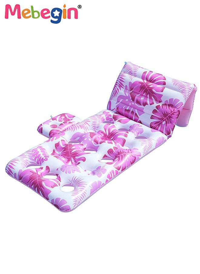 Inflatable Pool Floats, Creative Loungers with Cup Holder, Tanning Bed with Adjustable Backrest, Pool Floaties Rafts for Adults, Large Size Lake Lounge, Multifuctional Pool Toys, Suitable for Swimming Pool, Seashore and Summer Beach Party, 180*90cm