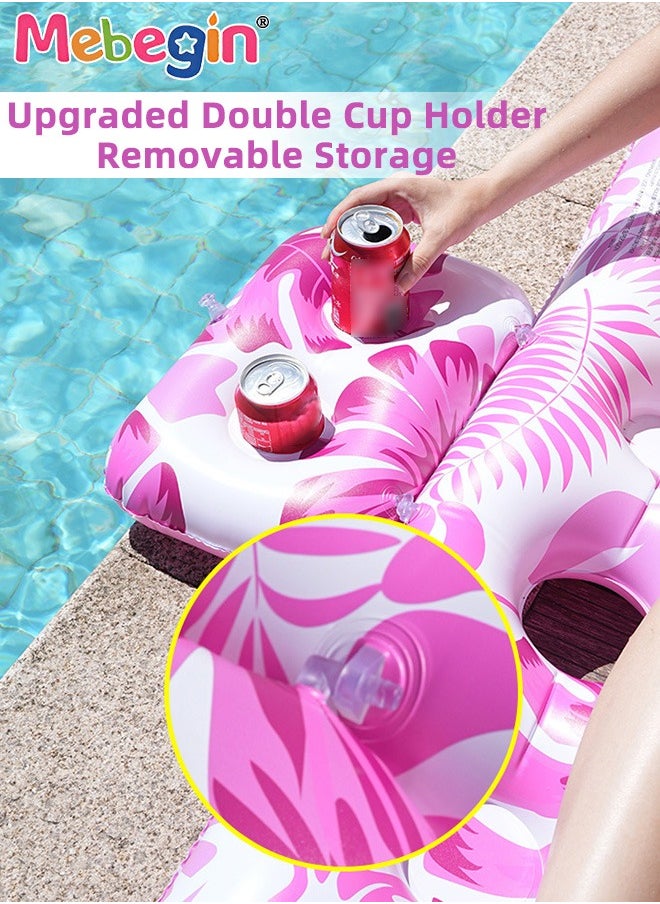 Inflatable Pool Floats, Creative Loungers with Cup Holder, Tanning Bed with Adjustable Backrest, Pool Floaties Rafts for Adults, Large Size Lake Lounge, Multifuctional Pool Toys, Suitable for Swimming Pool, Seashore and Summer Beach Party, 180*90cm