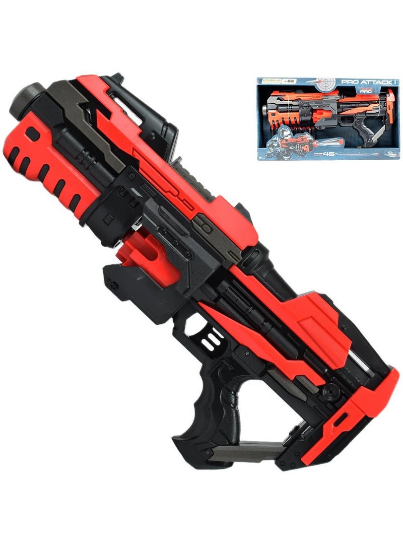 Battery Operated Machine Gun Toy for Kids Motorized Automatic Foam Blaster with 10 Soft Bullets, Red High-Speed Shooting, 45 Ft Range