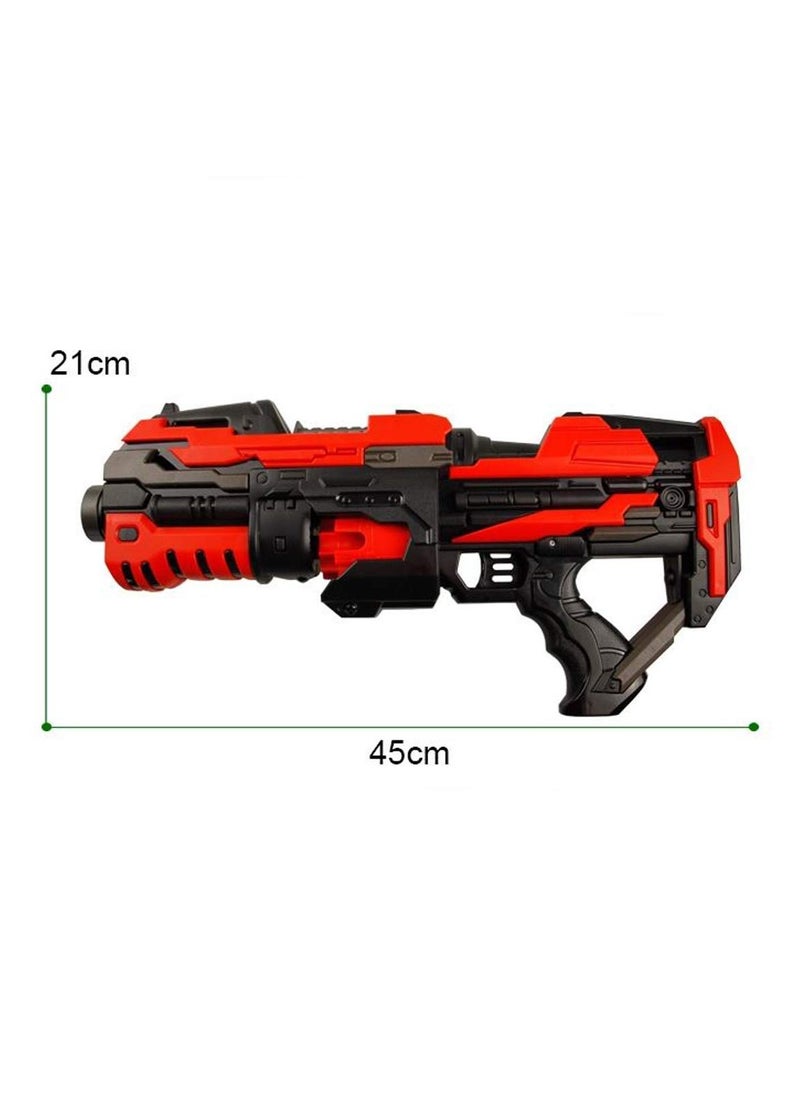 Battery Operated Machine Gun Toy for Kids Motorized Automatic Foam Blaster with 10 Soft Bullets, Red High-Speed Shooting, 45 Ft Range