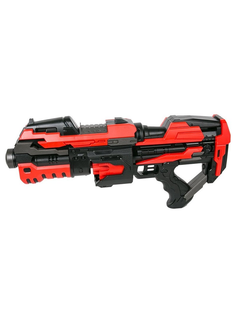 Battery Operated Machine Gun Toy for Kids Motorized Automatic Foam Blaster with 10 Soft Bullets, Red High-Speed Shooting, 45 Ft Range