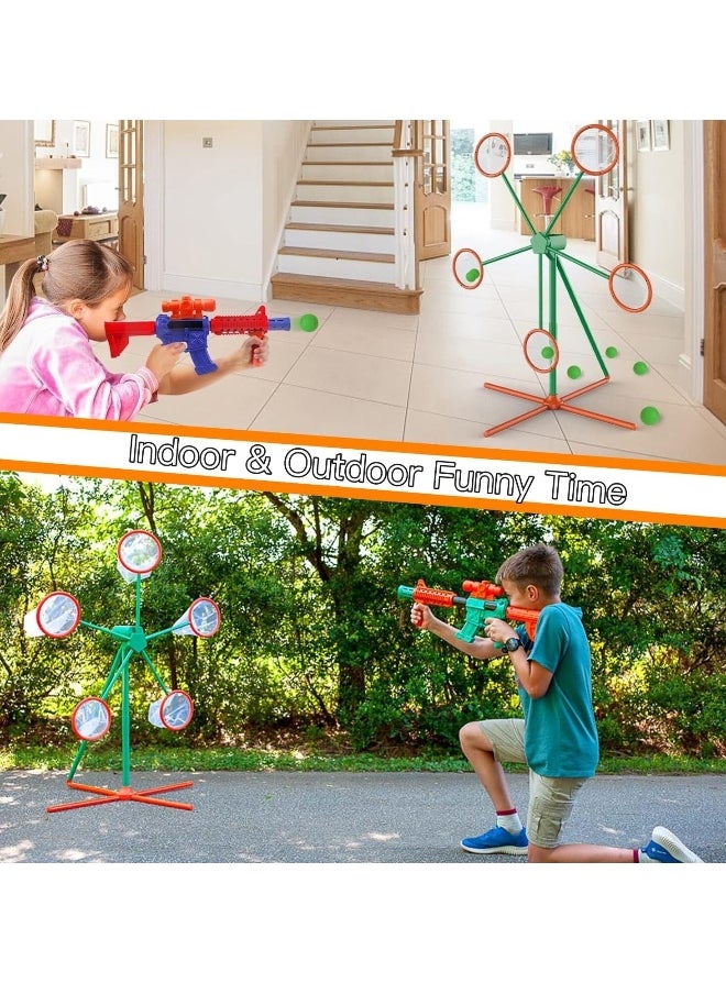 Shooting Games Toys for Age 5 6 7 8 9 10+ Year Old Boys Girls, Kids Toys Outdoor Sports Game with 2 Popper Air Toy Guns, Moving Shooting Target, 24 Foam Balls, Gifts for Boys Girls