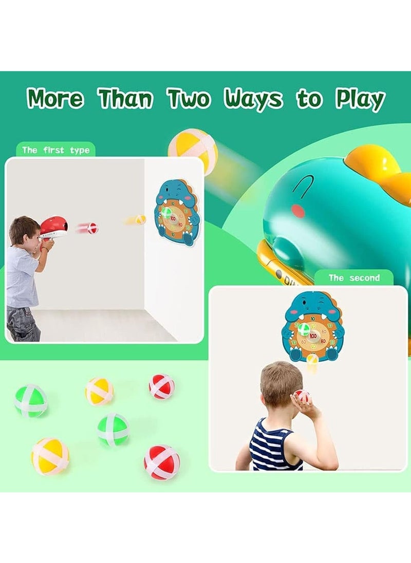 Target Shooting Games for Kids Toys, Dinosaur Safe Shooting Target with 12 Sticky Balls, 1 Toy Dinosaur Gun, Safe Indoor Outdoor Game for Age 4 5 6 7 8 Boys Girls Gift