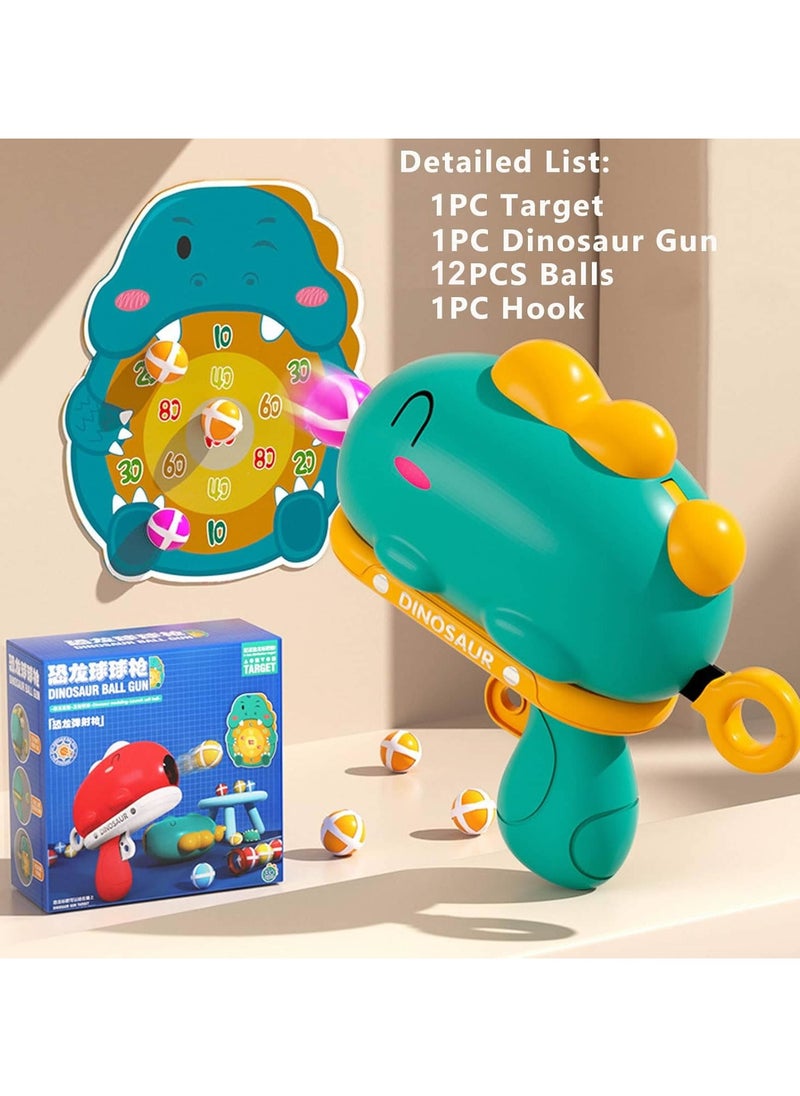 Target Shooting Games for Kids Toys, Dinosaur Safe Shooting Target with 12 Sticky Balls, 1 Toy Dinosaur Gun, Safe Indoor Outdoor Game for Age 4 5 6 7 8 Boys Girls Gift