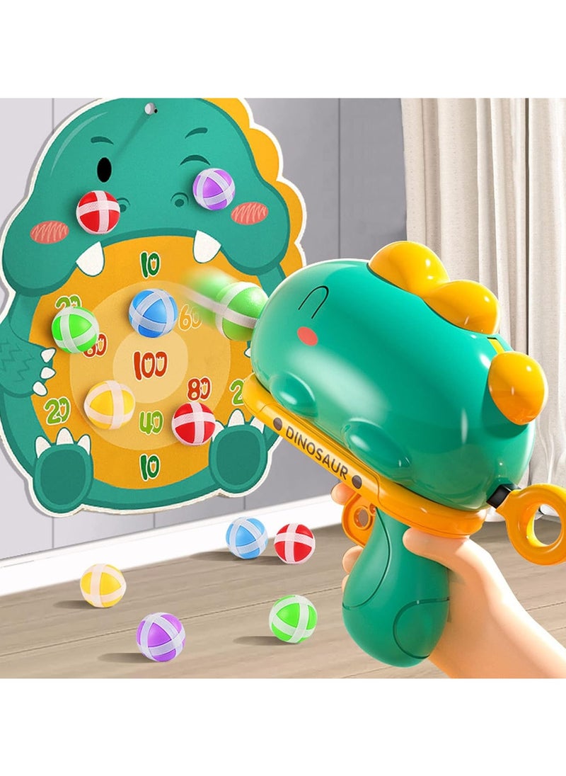 Target Shooting Games for Kids Toys, Dinosaur Safe Shooting Target with 12 Sticky Balls, 1 Toy Dinosaur Gun, Safe Indoor Outdoor Game for Age 4 5 6 7 8 Boys Girls Gift