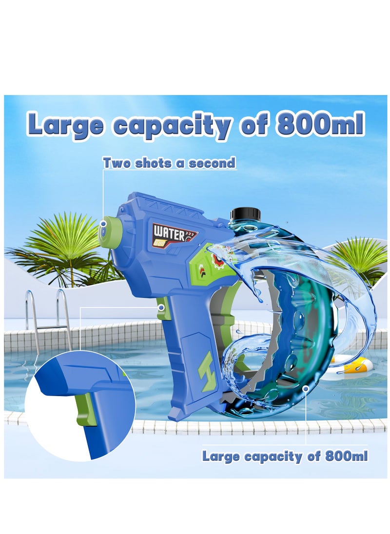 Electric Water Guns for Adult Kid, 32+ FT Range Powerful Classic Water Squirt, Strongest Full Auto WaterPistol High Capacity 800+ Water Blaster, Summer Outdoor Swimming Pool Water Toy, Blue