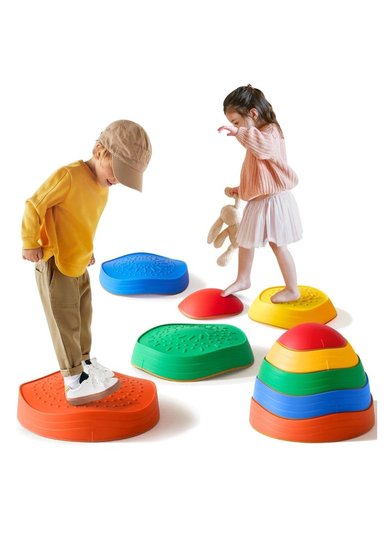 5Pcs Non-Slip Plastic Balance Stepping Stones for kids,up to 220 Ibs for Pomoting Children's Coordination Skills Obstacle Courses ,Indoor or Outdoor Play, Ages 3-8 Years
