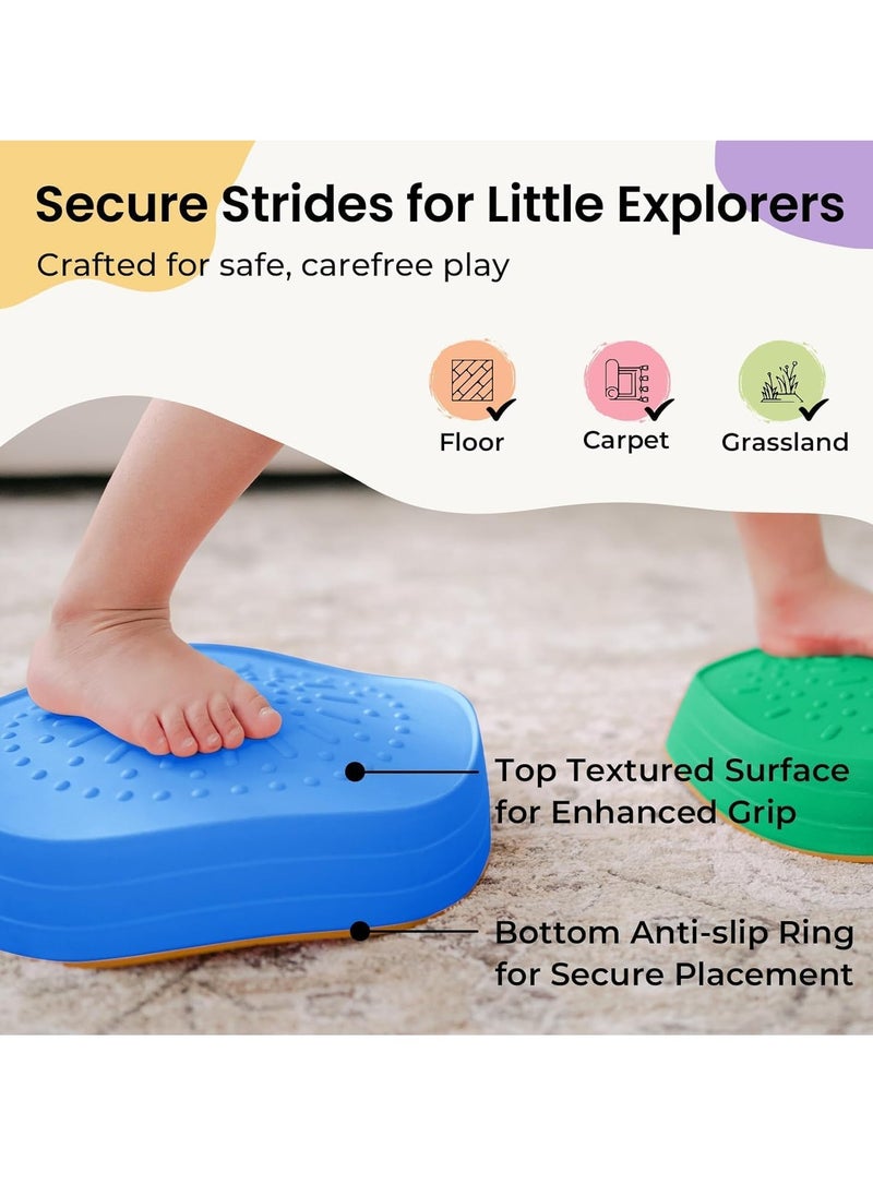 5Pcs Non-Slip Plastic Balance Stepping Stones for kids,up to 220 Ibs for Pomoting Children's Coordination Skills Obstacle Courses ,Indoor or Outdoor Play, Ages 3-8 Years