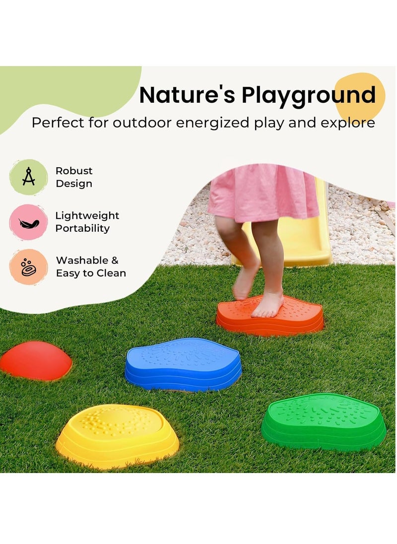 5Pcs Non-Slip Plastic Balance Stepping Stones for kids,up to 220 Ibs for Pomoting Children's Coordination Skills Obstacle Courses ,Indoor or Outdoor Play, Ages 3-8 Years