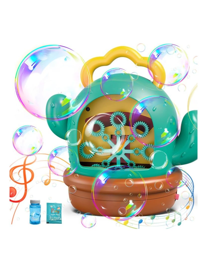 Handheld Cactus Automatic Bubble Machine For Kids With Lights And Music, Bubbles Party Bag Fillers, Outdoor Bubble Machine, Includes Bubble Solution, Ideal For Beach Parties, Camping, Poolside Fun