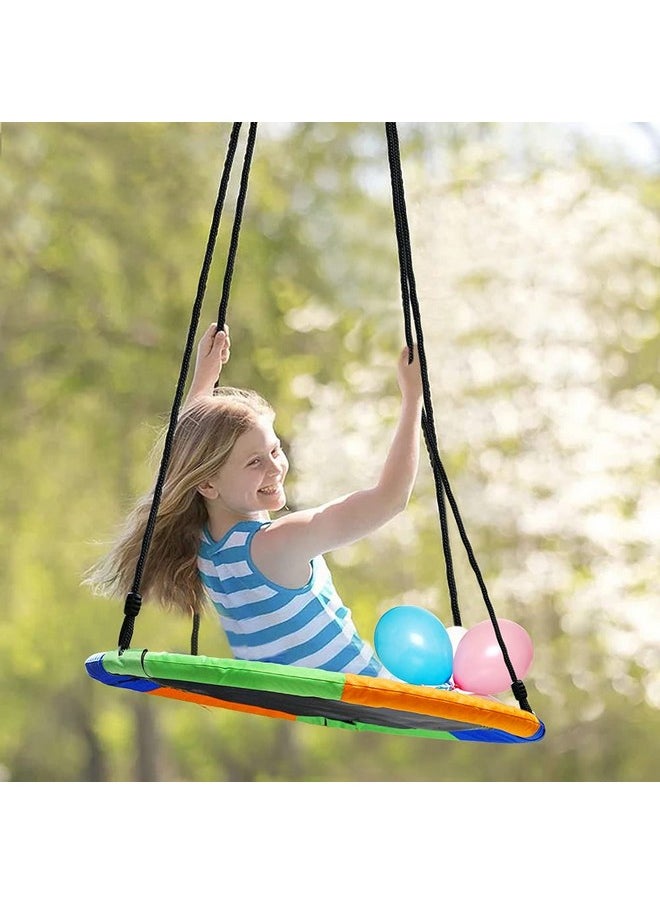 40 Inch Saucer Tree Swing, Large Rope Swing With Children Swing Platform Bonus Carabiner For Hanging Rope Outdoor