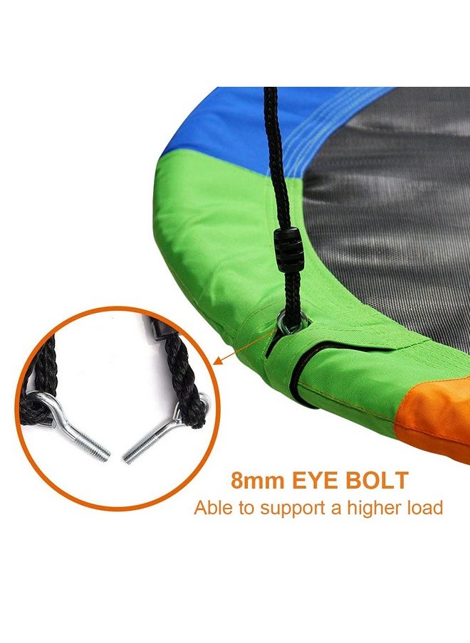 40 Inch Saucer Tree Swing, Large Rope Swing With Children Swing Platform Bonus Carabiner For Hanging Rope Outdoor