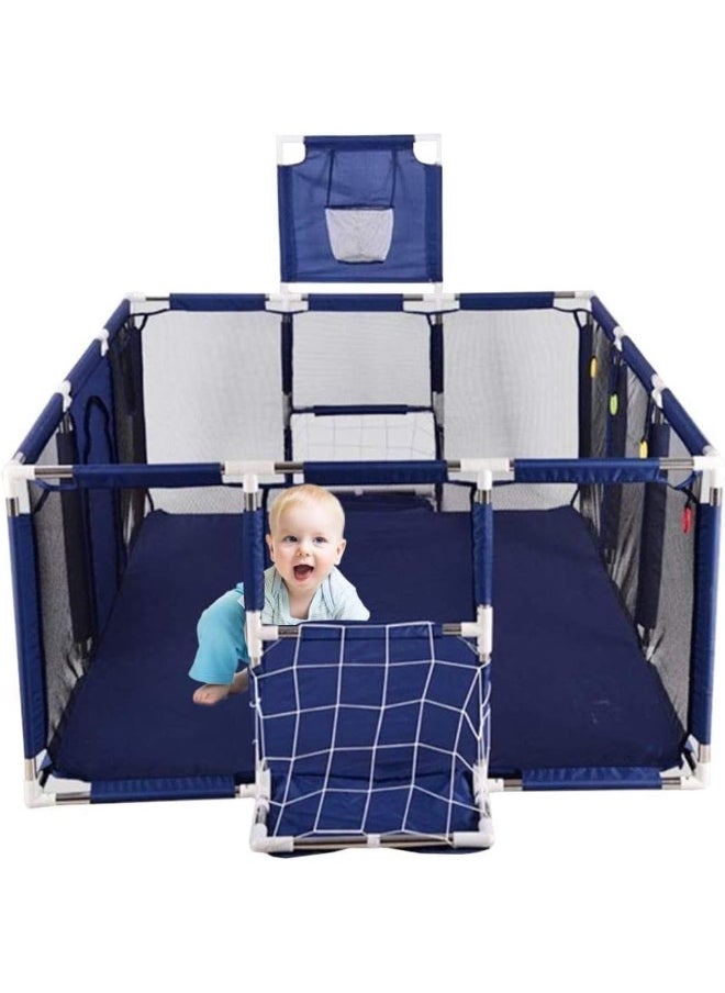 SUPAAR Large Playpen For Twin, Foldable Safety with Basketball Hoop