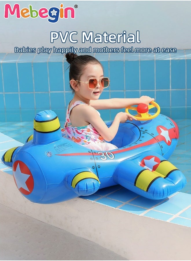 Airplane-shaped Swimming Float with Steering Wheel and Horn, Inflatable Pool Floaties with Unique Appearance and Seat, Creative Pool Float for Kids, Beach Supplies, Suitable for Pool Party, Swimming Pool, Beach-themed Party and Water Park, 92*101*45cm