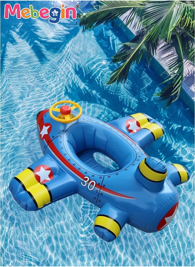 Airplane-shaped Swimming Float with Steering Wheel and Horn, Inflatable Pool Floaties with Unique Appearance and Seat, Creative Pool Float for Kids, Beach Supplies, Suitable for Pool Party, Swimming Pool, Beach-themed Party and Water Park, 92*101*45cm