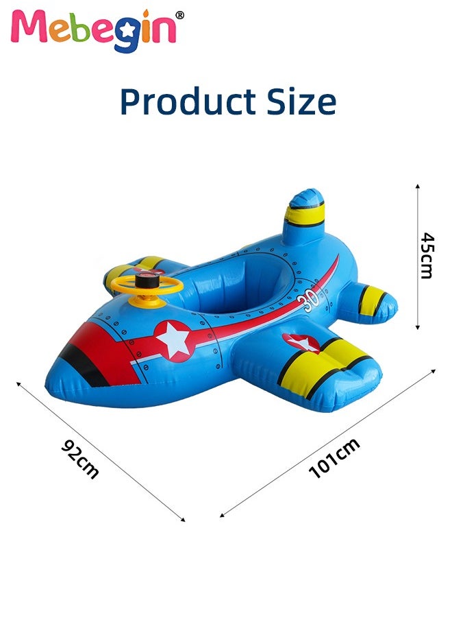Airplane-shaped Swimming Float with Steering Wheel and Horn, Inflatable Pool Floaties with Unique Appearance and Seat, Creative Pool Float for Kids, Beach Supplies, Suitable for Pool Party, Swimming Pool, Beach-themed Party and Water Park, 92*101*45cm