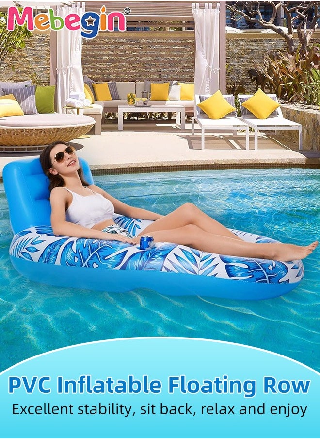 Swimming Float with Cooling Mesh Seat and 2 Cup Holders, Unique Inflatable Pool Float for Adults and Kids, Sturdy Durable Pool Floating Bed, Fun Water Toys, Suitable for Summer Pools, Beaches, Parties and Water Sports, 140*92*64cm