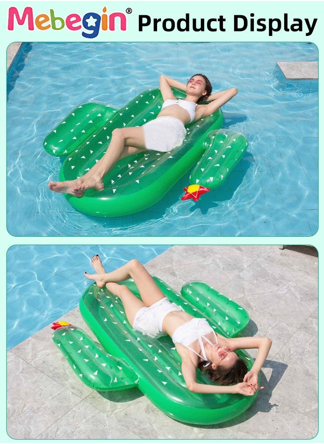 Cactus Shape Swimming Float, Unique Inflatable Pool Float for Adults and Kids, Sturdy Durable Pool Floating Bed, Fun Water Toys, Suitable for Summer Pools, Beaches, Parties and Water Sports, 180*140*25cm