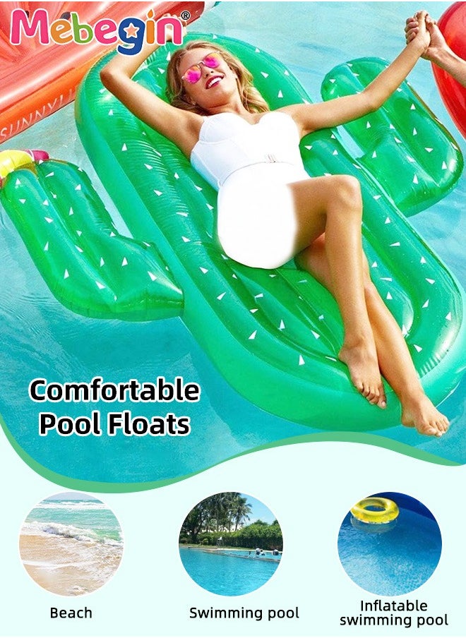 Cactus Shape Swimming Float, Unique Inflatable Pool Float for Adults and Kids, Sturdy Durable Pool Floating Bed, Fun Water Toys, Suitable for Summer Pools, Beaches, Parties and Water Sports, 180*140*25cm