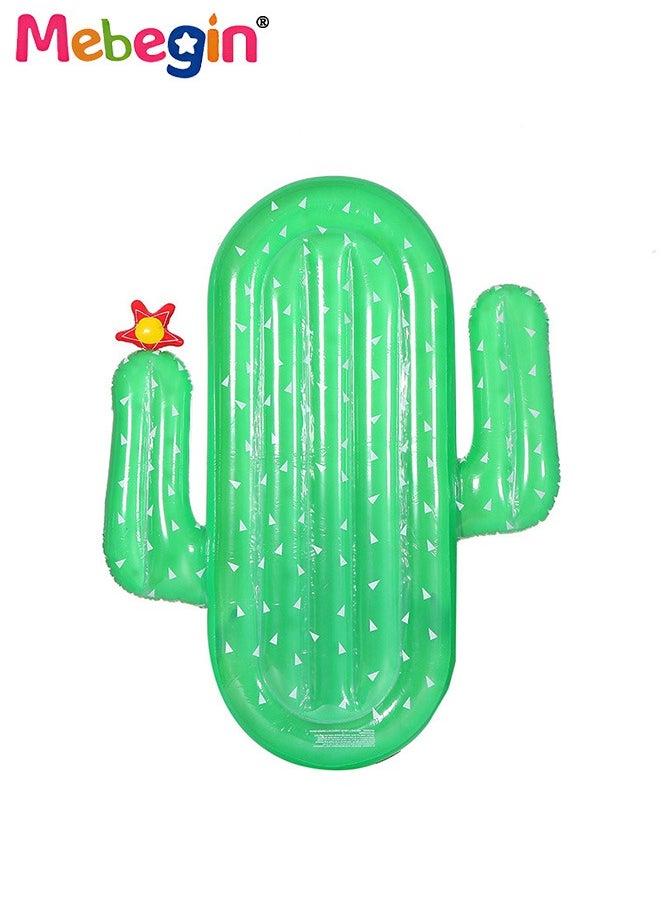 Cactus Shape Swimming Float, Unique Inflatable Pool Float for Adults and Kids, Sturdy Durable Pool Floating Bed, Fun Water Toys, Suitable for Summer Pools, Beaches, Parties and Water Sports, 180*140*25cm