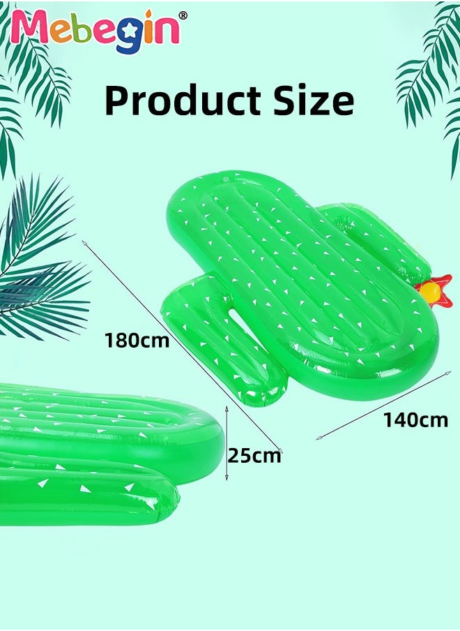Cactus Shape Swimming Float, Unique Inflatable Pool Float for Adults and Kids, Sturdy Durable Pool Floating Bed, Fun Water Toys, Suitable for Summer Pools, Beaches, Parties and Water Sports, 180*140*25cm
