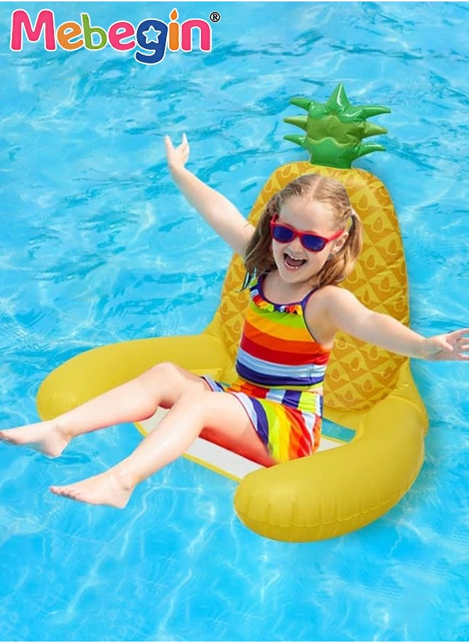Pineapple Shape Swimming Float with Mesh Bottom, Unique Inflatable Pool Float for Adults and Kids, Sturdy Durable Pool Floating Chair, Fun Water Toys, Suitable for Summer Pools, Beaches, Parties and Water Sports, 73*60*83cm