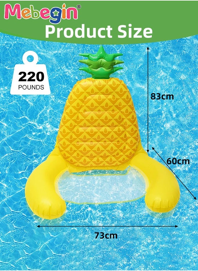 Pineapple Shape Swimming Float with Mesh Bottom, Unique Inflatable Pool Float for Adults and Kids, Sturdy Durable Pool Floating Chair, Fun Water Toys, Suitable for Summer Pools, Beaches, Parties and Water Sports, 73*60*83cm