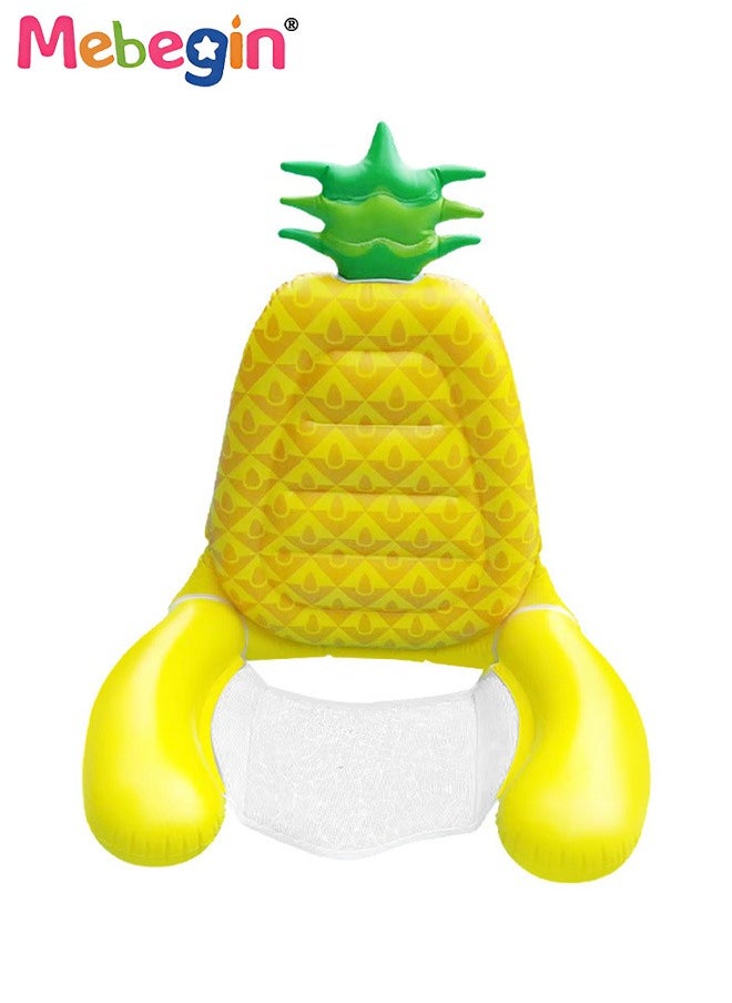 Pineapple Shape Swimming Float with Mesh Bottom, Unique Inflatable Pool Float for Adults and Kids, Sturdy Durable Pool Floating Chair, Fun Water Toys, Suitable for Summer Pools, Beaches, Parties and Water Sports, 73*60*83cm