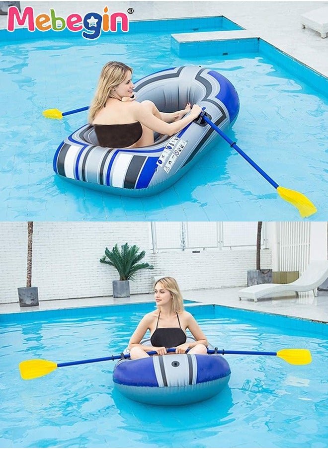 Inflatable Boat with Boat Oars and Oar Locks on Both Sides, Inflatable Pool Float with Aotomatic Air Pump, Fun Pool Toys, Made of Good Quality PVC Material, Suitable for Swimming Pool, Seashore and Summer Beach Party, 55*32inch